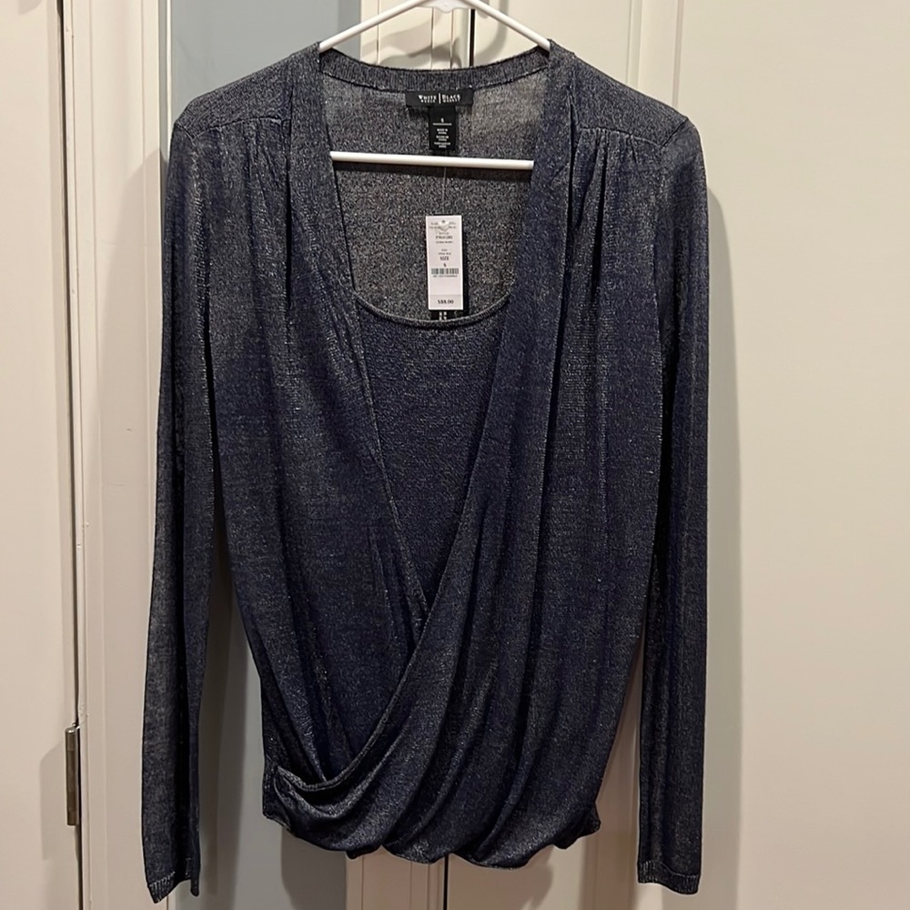 NWT WHBM Blue shimmery top